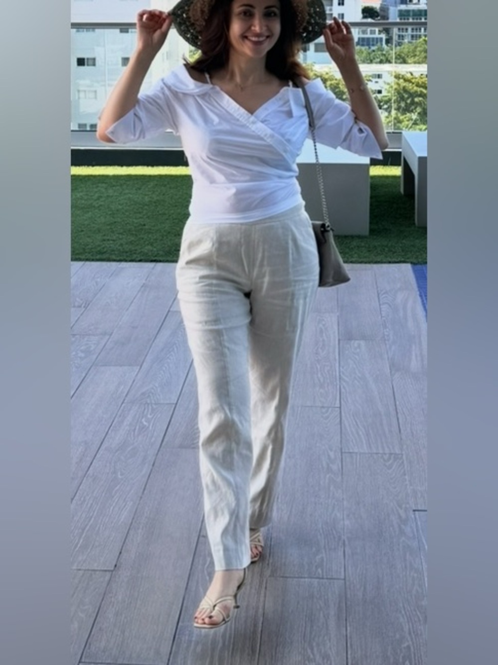 Jonathan Simkhai Cream Linen-Blend Jumpsuit Pants